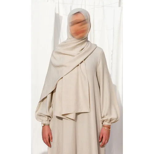 La3baya Essentials Puff Sleeve Abaya + Hijab Set – Kortom Beige