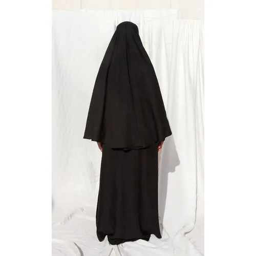 La3baya Essentials Puff Sleeve Abaya + Hijab Set – Black