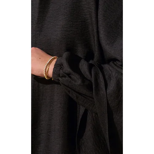 La3baya Essentials Puff Sleeve Abaya + Hijab Set – Black