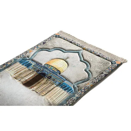 Urban Rug UK Premium Padded Gebedskleed – Handgemaakt met Velvet & 1.7 cm Dikke Vulling – Dome of the Rock