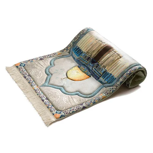Urban Rug UK Premium Padded Gebedskleed – Handgemaakt met Velvet & 1.7 cm Dikke Vulling – Dome of the Rock