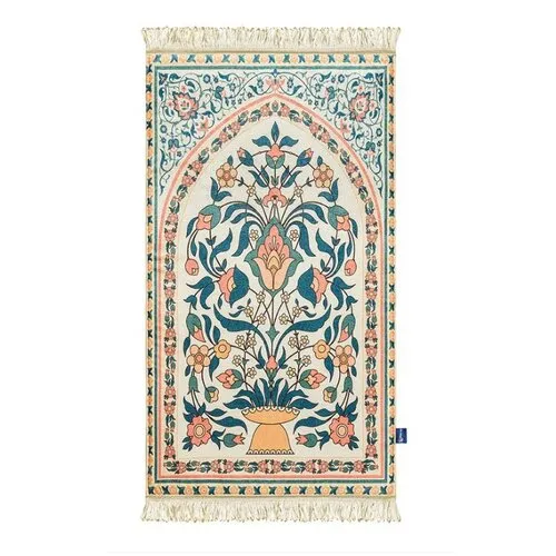 Urban Rug UK Urban Rugs Luxe Gebedskleed met Teal en Koraal Bloemdesign – Chenille Comfort