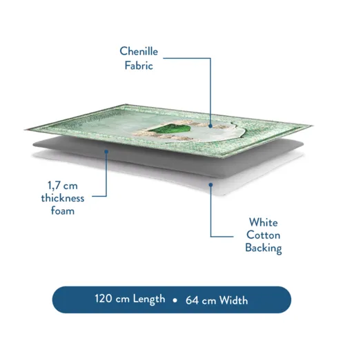 Urban Rug UK Urban Rugs Gebedskleed met Bloemdesign – Teal & Coral – Luxe Chenille en Dikke Vulling