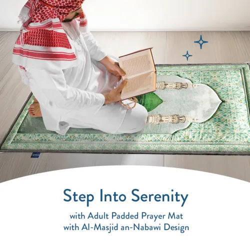 Urban Rug UK Urban Rugs Gebedskleed met Bloemdesign – Teal & Coral – Luxe Chenille en Dikke Vulling