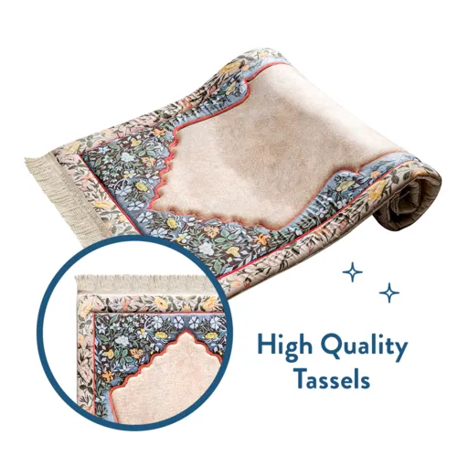 Urban Rug UK Adult Padded Prayer Mat met Andalus Flowers Design – Urban Rugs UK – 1.7 cm Dikke Gebedskleed – Luxe Comfort & Stabiliteit – 115 x 67 cm
