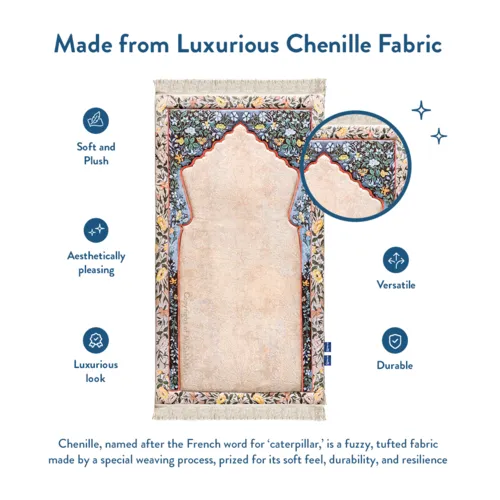 Urban Rug UK Adult Padded Prayer Mat met Andalus Flowers Design – Urban Rugs UK – 1.7 cm Dikke Gebedskleed – Luxe Comfort & Stabiliteit – 115 x 67 cm