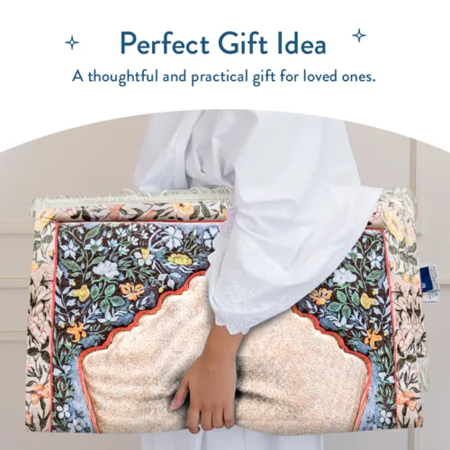 Urban Rug UK Adult Padded Prayer Mat met Andalus Flowers Design – Urban Rugs UK – 1.7 cm Dikke Gebedskleed – Luxe Comfort & Stabiliteit – 115 x 67 cm