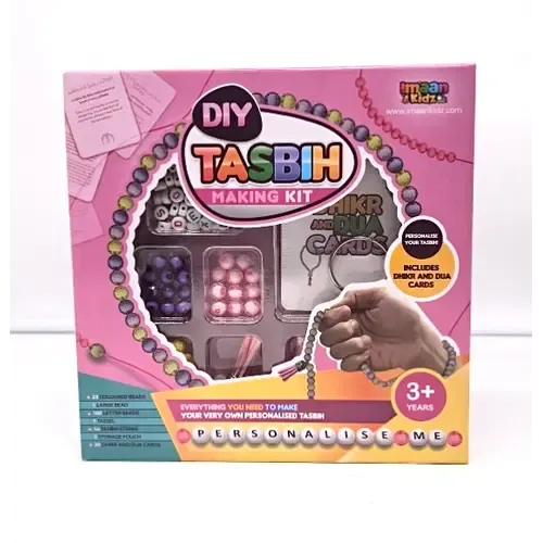 ImaanKidz DIY Tasbih Maakset met Dhikr Kaarten – Blauw & Roze