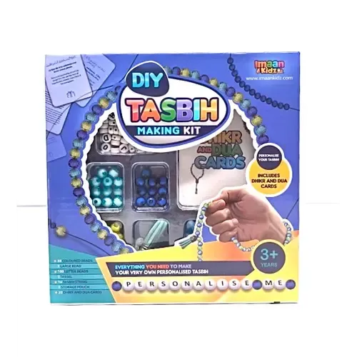 ImaanKidz DIY Tasbih Maakset met Dhikr Kaarten – Blauw & Roze