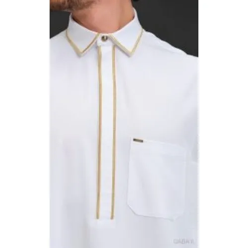 Witte Qamis met Gouden Details – Sultan Model Qaba'il