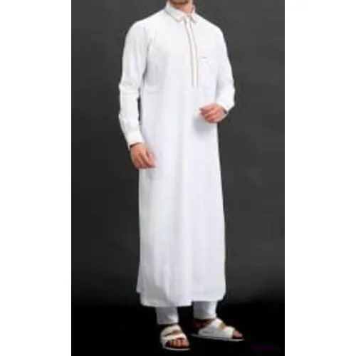 Witte Qamis met Gouden Details – Sultan Model Qaba'il