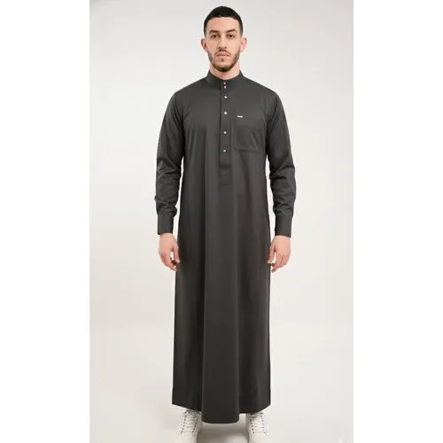 Moderne Getailleerde Qamees met Ronde Kraag en Zakken