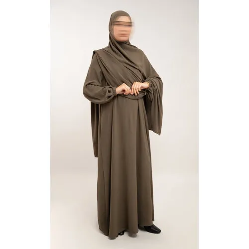 A-lijn Abaya Puff Jazz voor Dames - Walnut