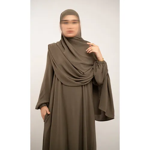 A-lijn Abaya Puff Jazz voor Dames - Walnut