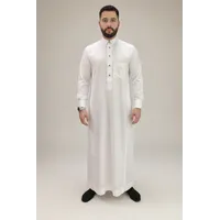 Saudi Qamis  Wit met Goudkleurige Drukknopen