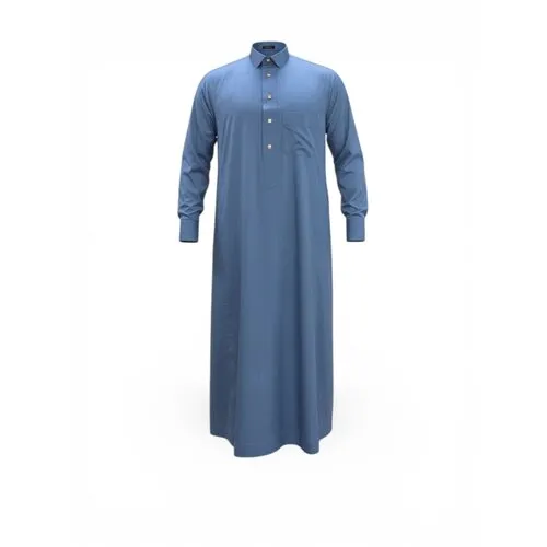 Saudi Qamis  Blauw met Goudkleurige Drukknopen