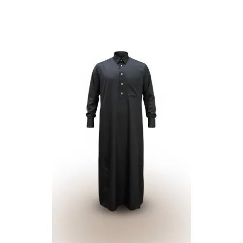 Saudi Qamis  Zwart met Goudkleurige Drukknopen
