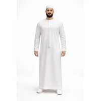 Emirati Qamis Wit – Traditionele Kandura met Rits voor Heren