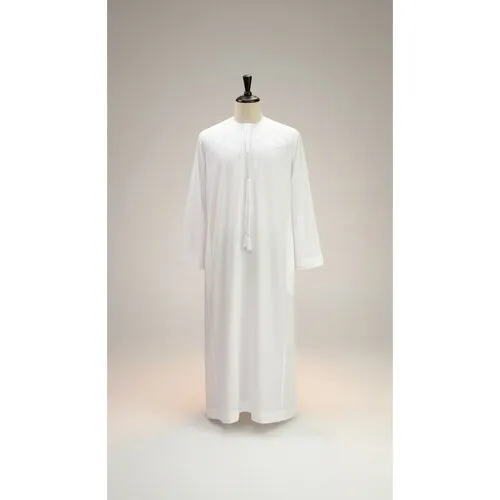 Emirati Qamis Wit – Traditionele Kandura met Rits voor Heren