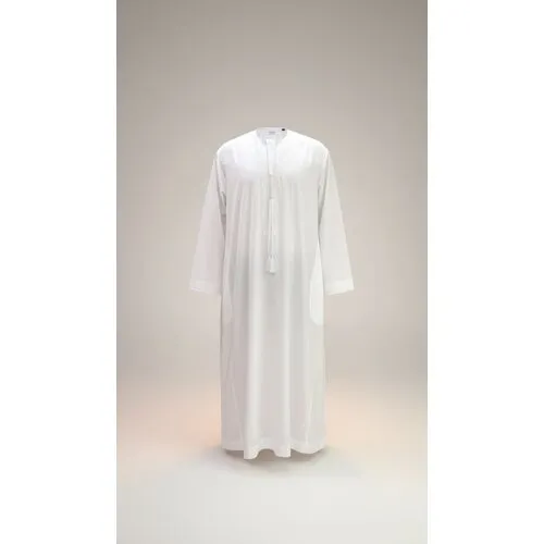 Emirati Qamis Wit – Traditionele Kandura met Rits voor Heren