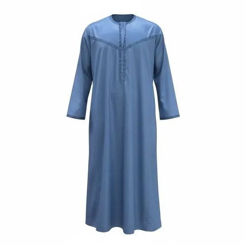 Emirati Qamis Blauw – Traditionele Kandura met Rits voor Heren