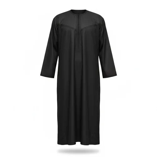 Emirati Qamis Zwart – Traditionele Kandura met Rits voor Heren