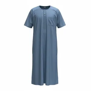 Thobe met Korte Mouwen  Blauw – Heren Jubba met Borstzak