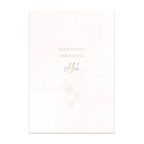Ik hou van jou omwille van Allah wenskaart