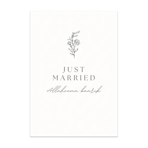 Just married Allahouma baarik wenskaart