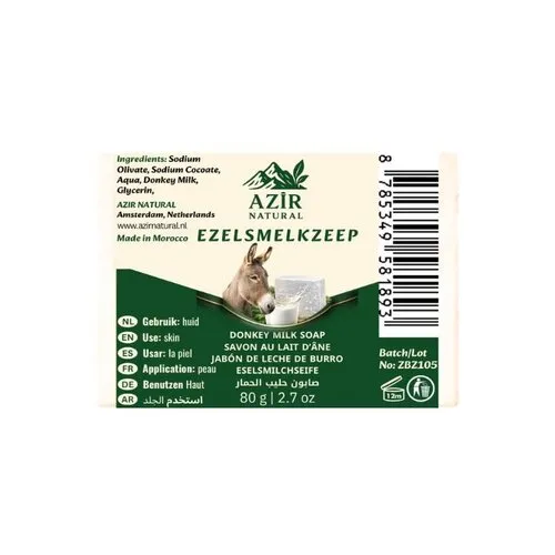 Azir Natural Ezelsmelkzeep 80g – Natuurlijke Verzorging voor de Huid