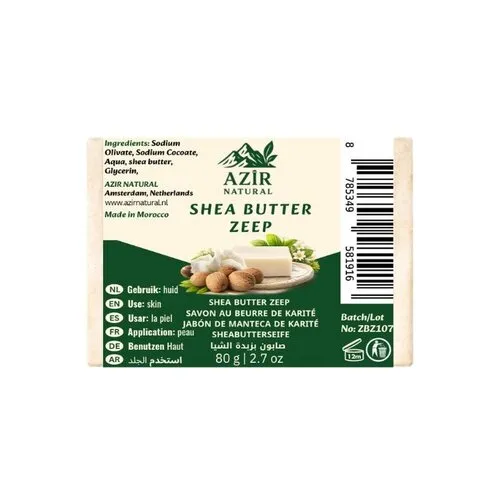 Azir Natural Shea Butter Zeep 80g – Voedend & Hydraterend