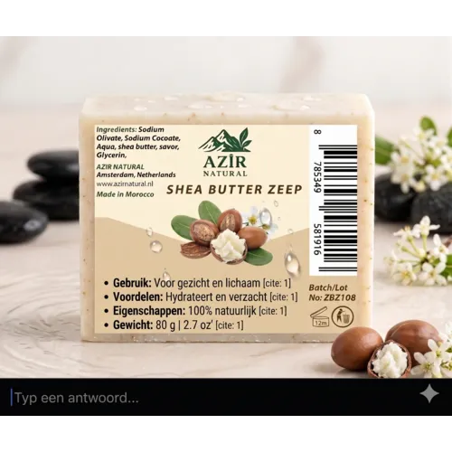 Azir Natural Shea Butter Zeep 80g – Voedend & Hydraterend