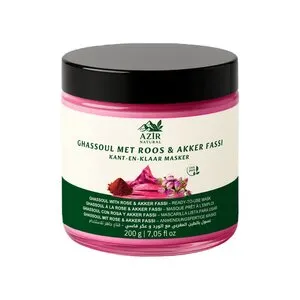 Azir Natural Ghassoul Masker Roos & Aker Fassi 200g – Kant-en-Klaar Gezicht & Haar