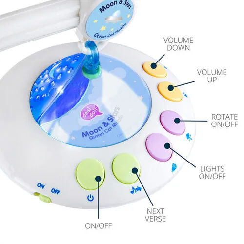 Desi Doll Moon & Stars Quran Cot Mobile met Lichtprojectie
