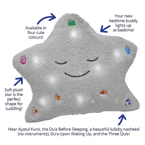 Desi Doll My Dua’ Pillow Grijs – Interactief Islamitisch Dua Kussen met Licht & Geluid