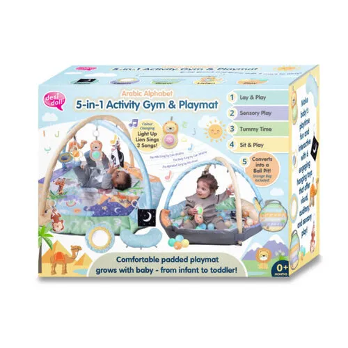 Desi Doll Arabic Alphabet 5-in-1 Activity Gym & Playmat – Interactieve Baby Speelmat met Arabisch Alfabet