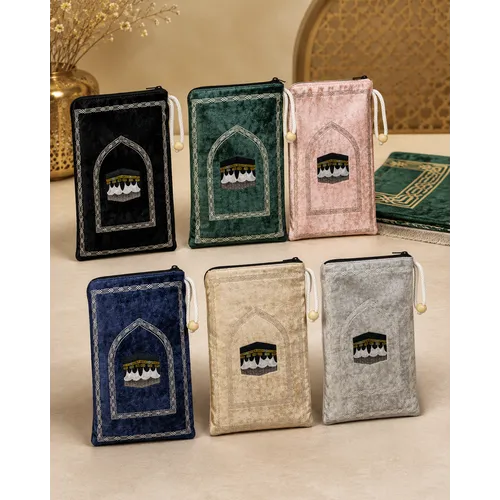Kaaba Pocket Gebedskleed met Tasje – Compact Reismodel – 6 Kleuren Kaaba Pocket Gebedskleed met Tasje – Compact Reismodel – 6 Kleuren