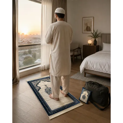 Qandil Pocket Gebedskleed met Tasje – Klassiek Ottomaans Design – 6 Kleuren Qandil Pocket Gebedskleed met Tasje – Klassiek Ottomaans Design – 6 Kleuren