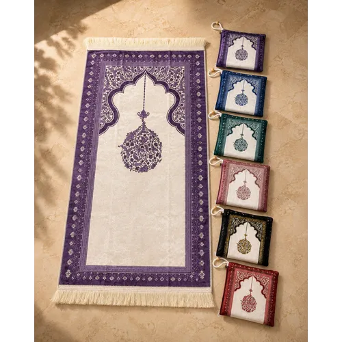 Qandil Pocket Gebedskleed met Tasje – Klassiek Ottomaans Design – 6 Kleuren Qandil Pocket Gebedskleed met Tasje – Klassiek Ottomaans Design – 6 Kleuren