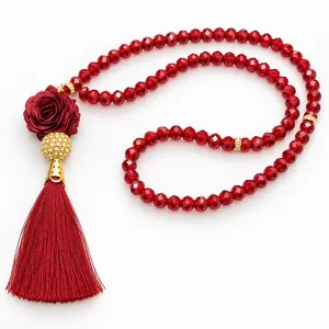 Kristallen Tasbeeh met Rozen Rood – 99 Kralen Kristallen Tasbeeh met Rozen Rood – 99 Kralen