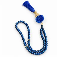 Kristallen Tasbeeh met Rozen Donkerblauw – 99 Kralen