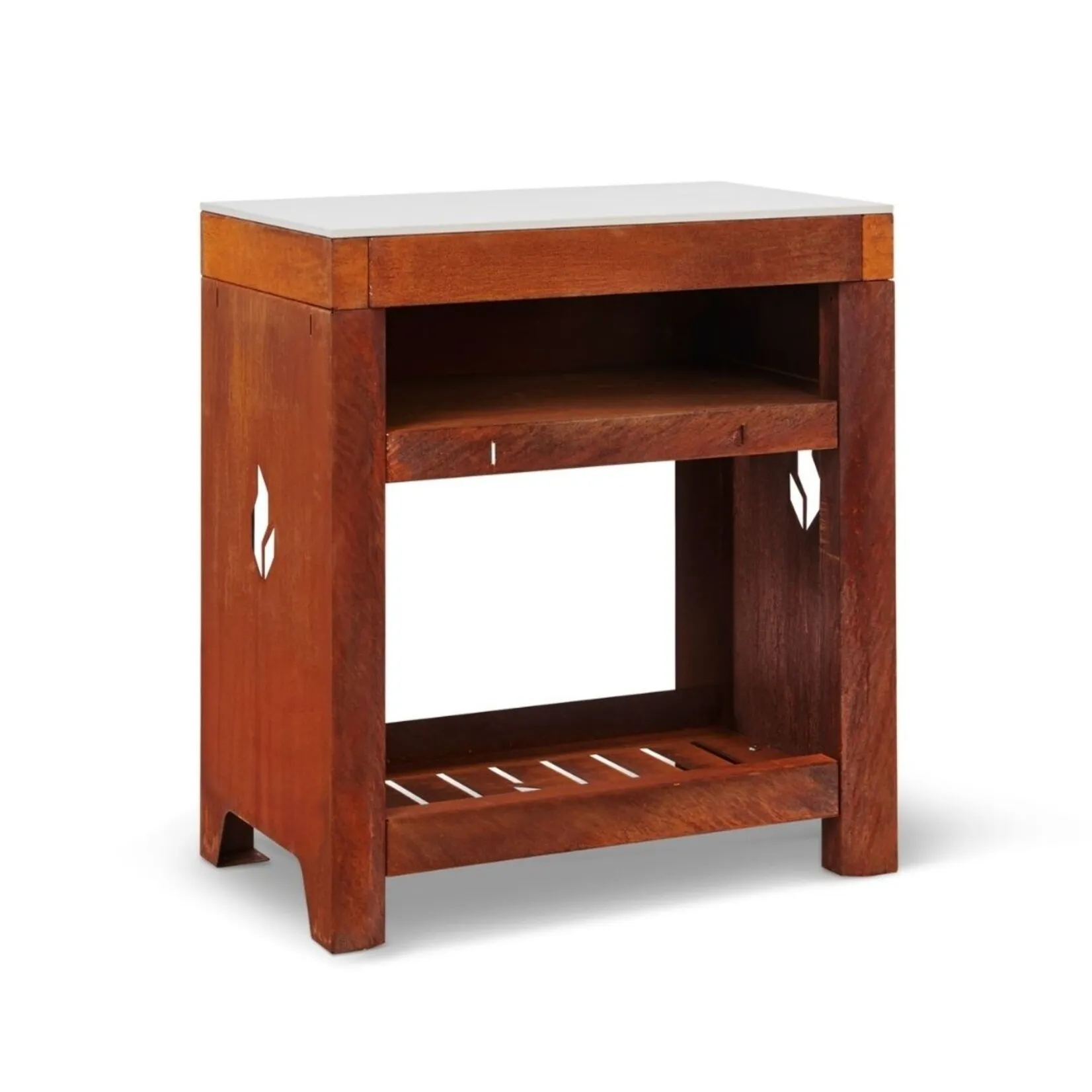 Braaimaster Zijtafel single corten - keramiek licht grijs