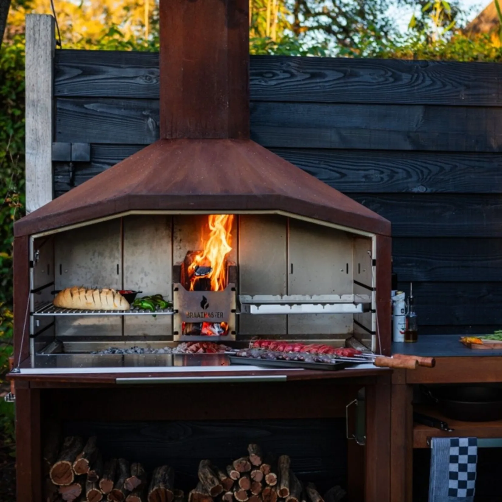 Braaimaster Freestanding duo corten - excl. onderstel
