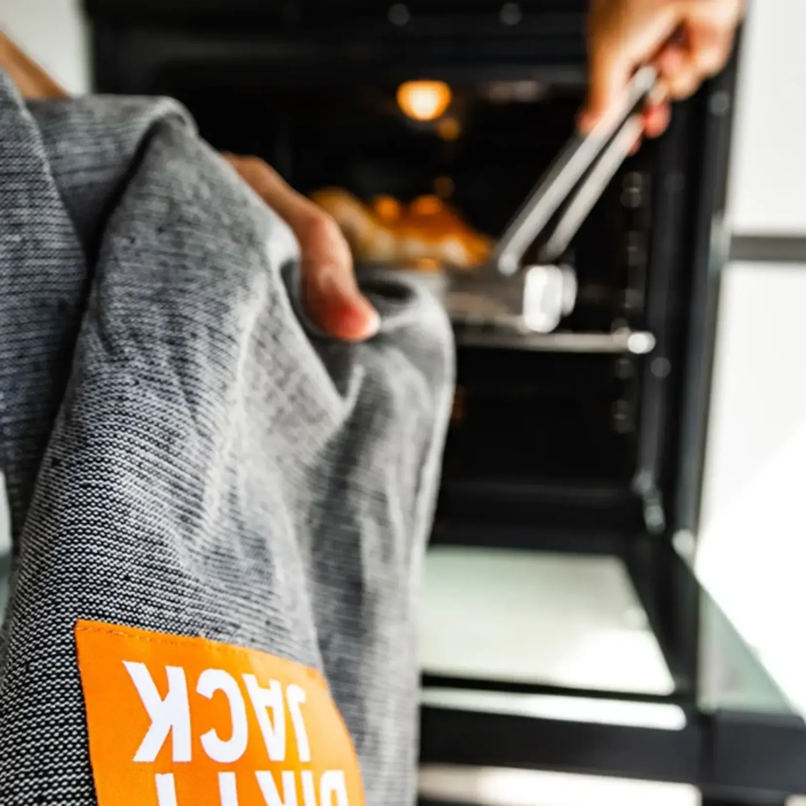 Kookdoek  Charcoal - Oranje etiket