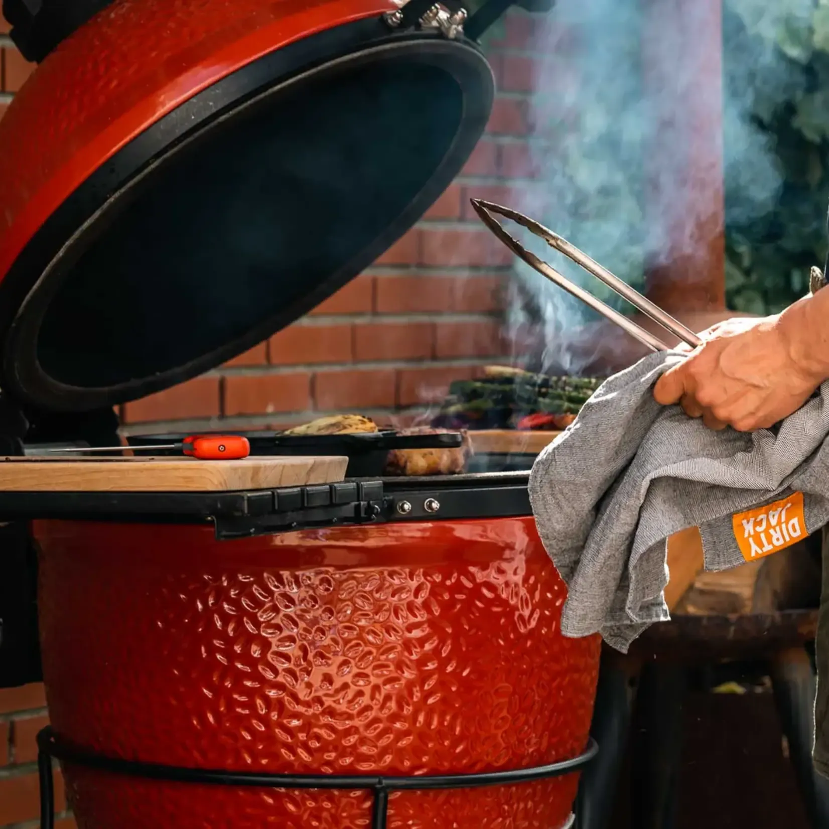 Kookdoek  Charcoal - Oranje etiket