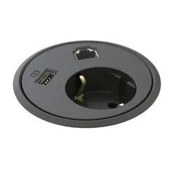 Powerdot Power mit Daten und USB-Ladegerät Ø79 mm schwarz
