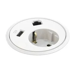 Powerdot Strom mit Daten und USB-Ladegerät Ø79 mm weiß