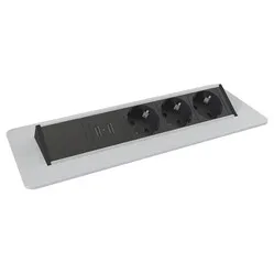 Axessline QuickBox Einbausteckdose silbergrau