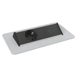 Axessline QuickBox USB Einbausteckdose silbergrau