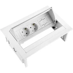 Ergopro Desk In - 2x Steckdose & 2x Keystone weiß